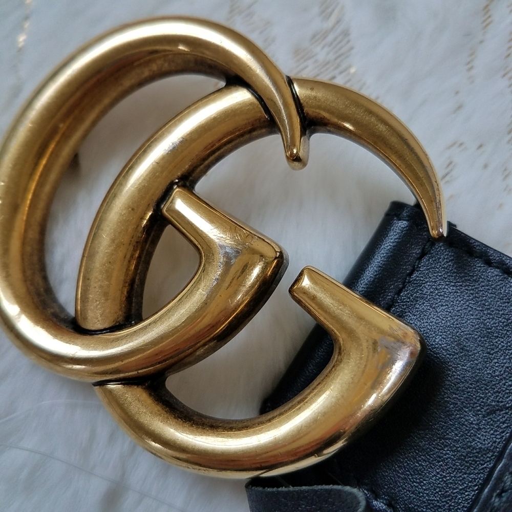 AUTHENTIC GUCCI MARMONT BLACK LEATHER BRASS BUCKLE - Picture 9 of 10